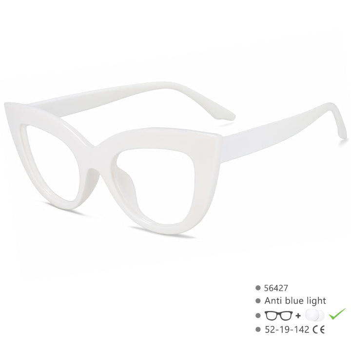 CCSpace Women's Full Rim Cat Eye PC Plastic Eyeglasses 56427 Full Rim CCspace White  