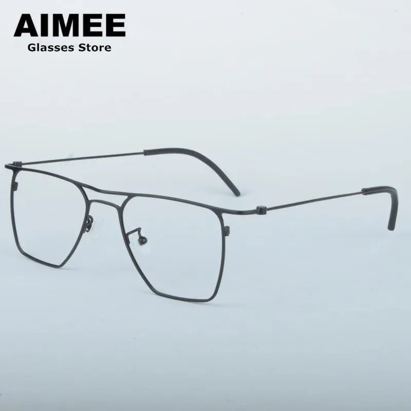 Aimee Unisex Full Rim Square Double Bridge Titanium Eyeglasses 11518 Full Rim Aimee   