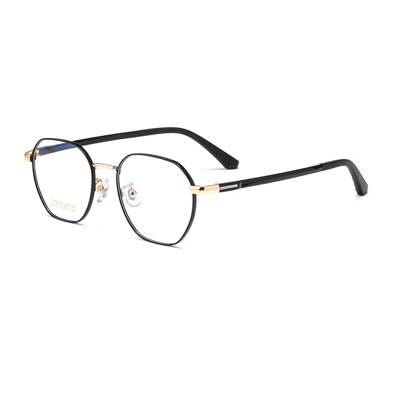 Hotochki Mens Full Rim Square Titanium Eyeglasses N80003n Full Rim Hotochki black and gold  