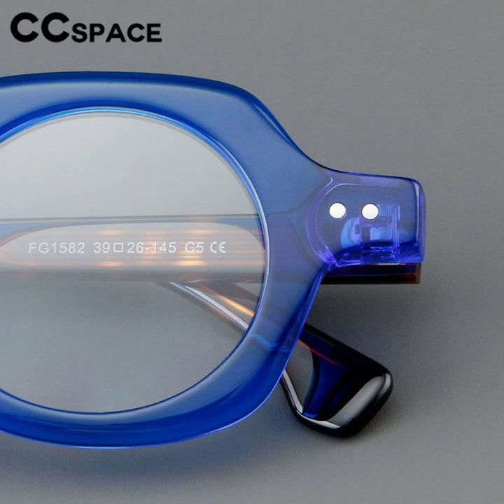 CCspace Unisex Full Rim Flat Top Round Acetate Eyeglasses 301253 Full Rim CCspace   