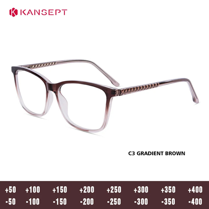 Kansept Unisex Full Rim Square Tr 90 Alloy Reading Glasses 25002