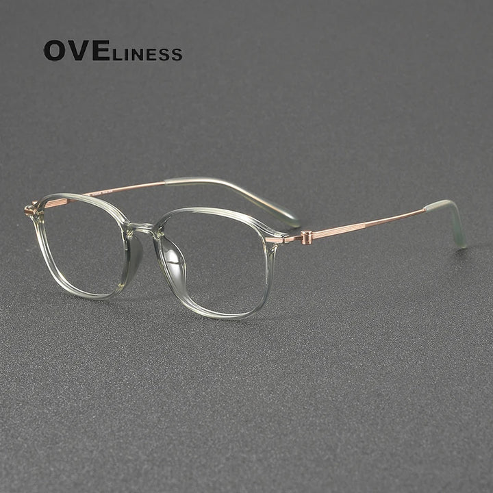 Oveliness Women's Full Rim Square Titanium Ultem Eyeglasses 8670 Full Rim Oveliness green rose gold  