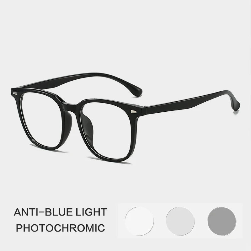 Gatenac Unisex Full Rim Square Tr 90 Titanium Photochromic Reading Glasses G61351