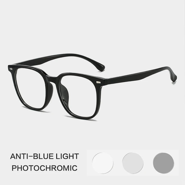 Gatenac Unisex Full Rim Square Tr 90 Titanium Photochromic Reading Glasses G61351