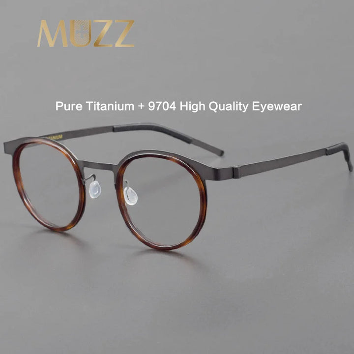 Muzz Unisex Full Rim Round Titanium Acetate Eyeglasses M9704 Full Rim Muzz   