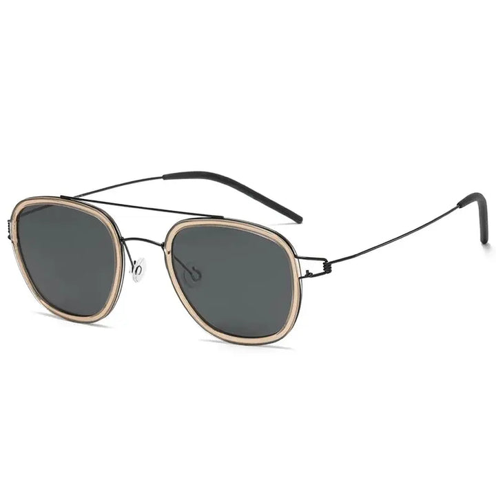 Bobbie 820554 Men’s Screwless Full Rim Polygon Titanium Sunglasses FuzWeb
