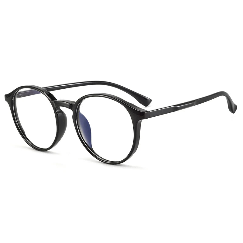 Bclear Unisex Full Rim Round Tr 90 Titanium Eyeglasses 90302 Full Rim Bclear Bright Black  