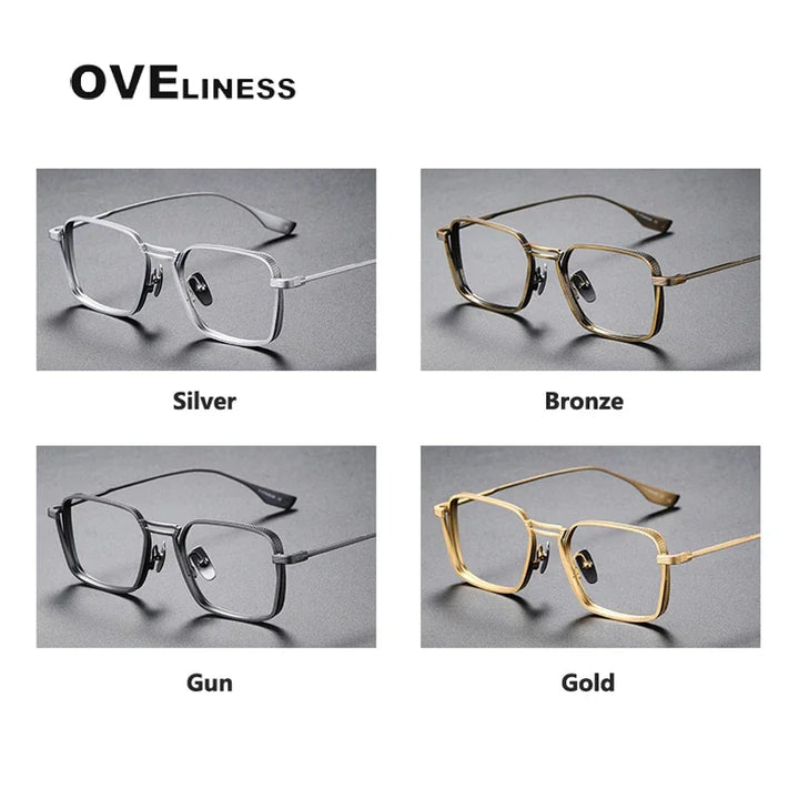 Oveliness Unisex Full Rim Square Double Bridge Titanium Eyeglasses O0125 Full Rim Oveliness   