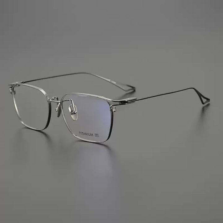 Gatenac Men's Full Rim Big Square Titanium Eyeglasses Gxyj1063 Full Rim Gatenac Gun  
