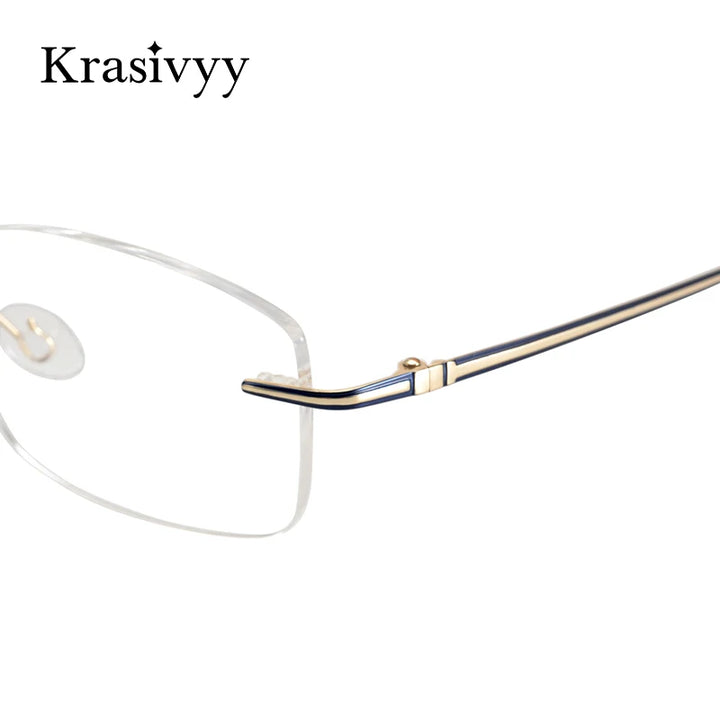 Krasivyy Unisex Rimless Square Titanium Eyeglasses 16075 Rimless Krasivyy   