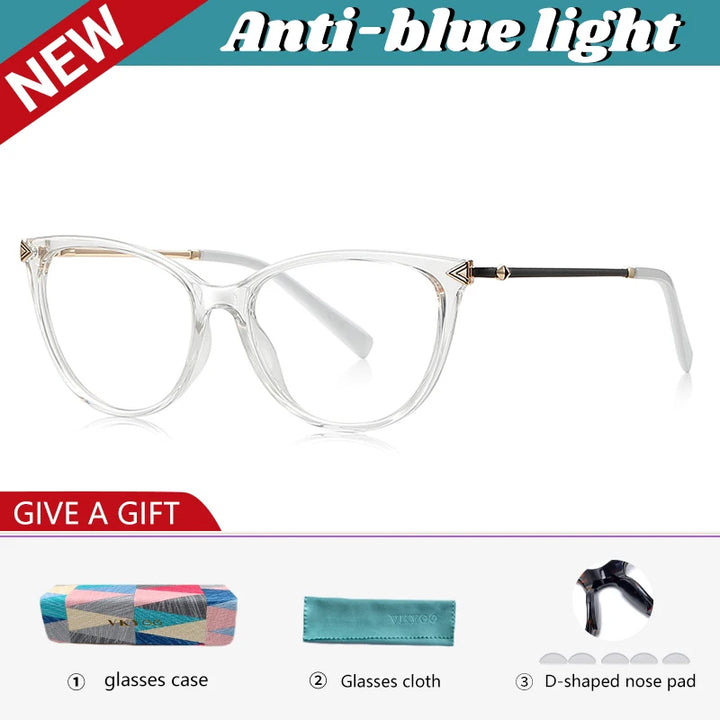 Vicky Women's Full Rim Square Cat Eye Tr 90 Alloy Reading Glasses 77235