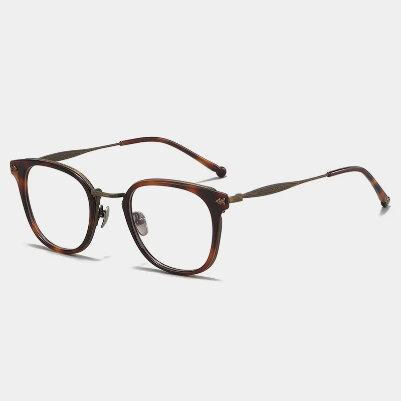 Black Mask Unisex Full Rim Big Square Titanium Acetate Eyeglasses 945928 Full Rim Black Mask Tortoise-Bronze