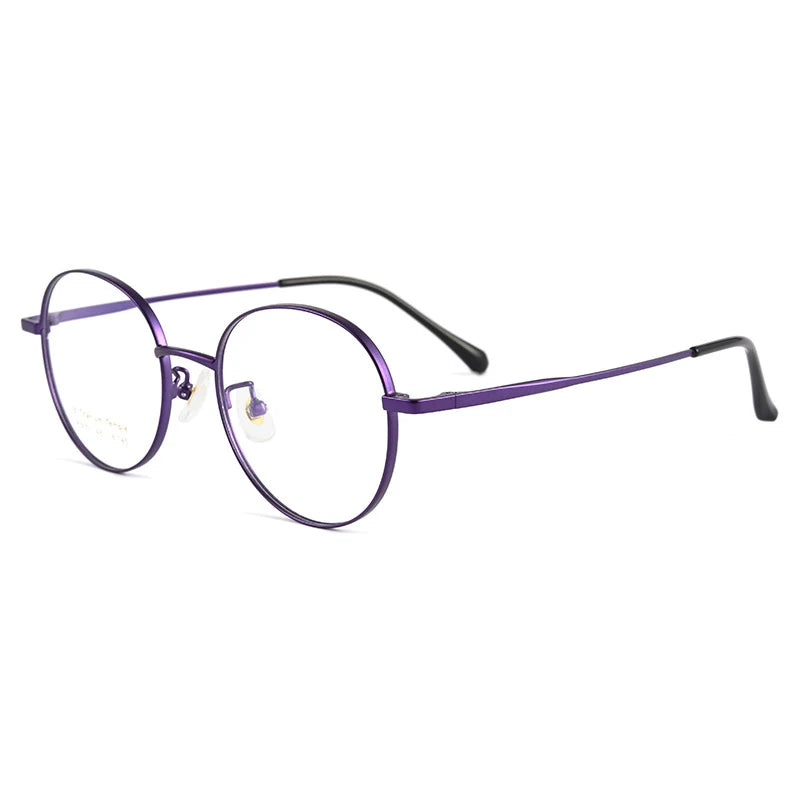 Handoer Women's Full Rim Round Square Titanium Eyeglasses 5051 Full Rim Handoer Purple  