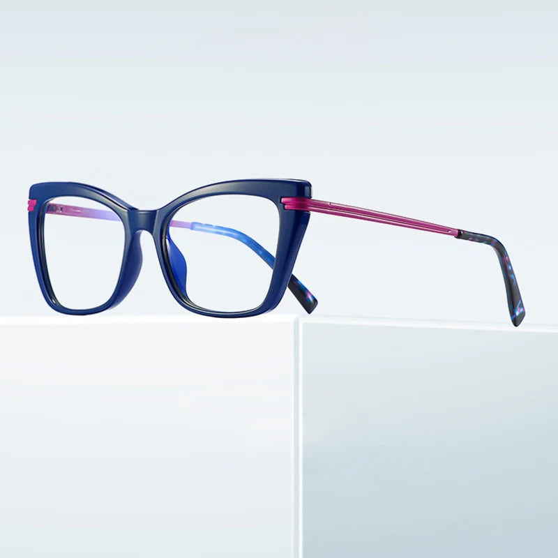 Hotony Women's Full Rim Square Cat Eye Tr 90 Alloy Eyeglasses 62105