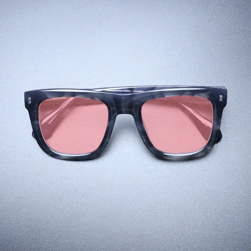 Gatenac Unisex Full Rim Big Square Acetate Polarized Sunglasses M007 Sunglasses Gatenac Stripe Pink  
