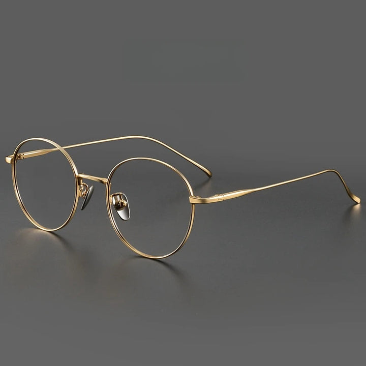 Yimaruili Unisex Full Rim Round Titanium Eyeglasses Y1644 Full Rim Yimaruili Eyeglasses Gold  