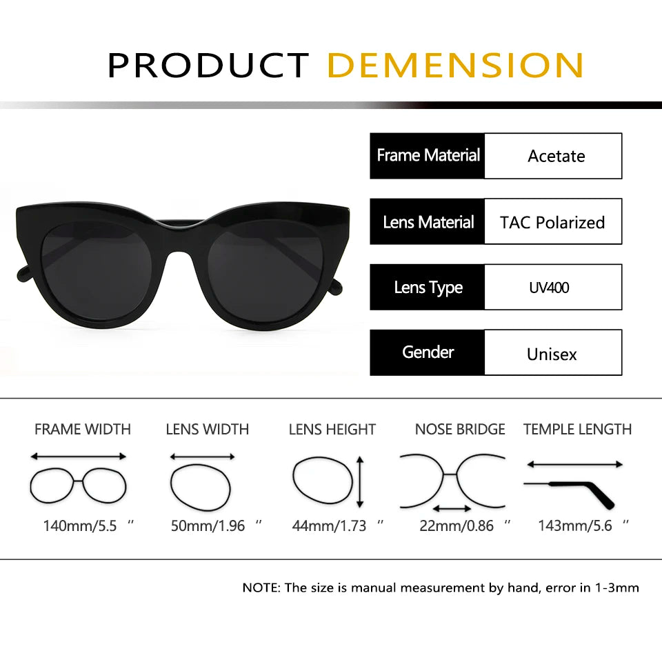 Esnbie Women's Full Rim Square Cat Eye Oval Acetate Sunglasses 230261