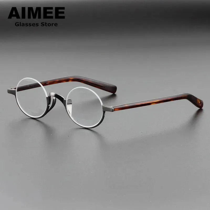 Aimee Unisex Semi Rim Round Titanium Eyeglasses 111380 Semi Rim Aimee   