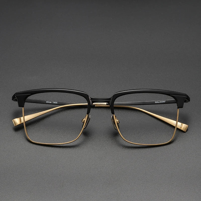 Black Mask Men's Full Rim Titanium Acetate Square Eyeglasses 14245 Full Rim Black Mask Black-Gold  