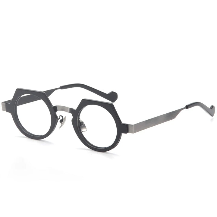 Muzz Women's Full Rim Flat Top Round Acetate Steel Eyeglasses 580811