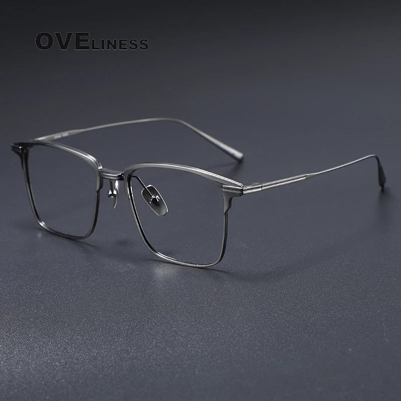 Oveliness Men's Full Rim Square Titanium Eyeglasses 41446