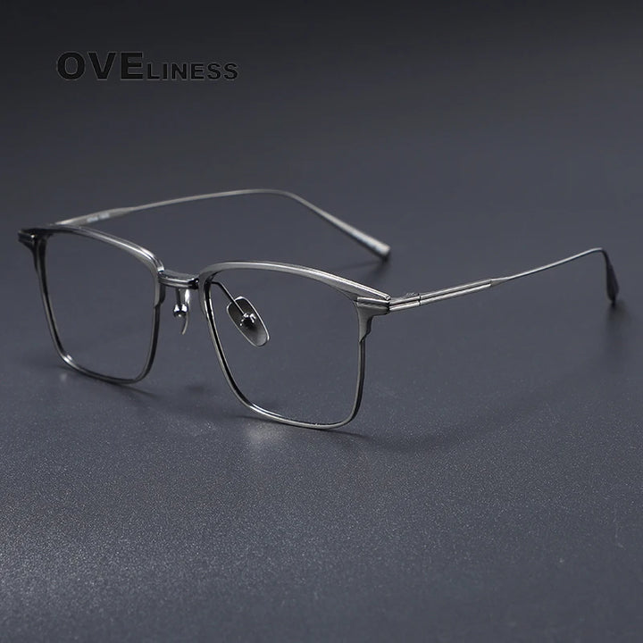 Oveliness Men's Full Rim Square Titanium Eyeglasses 41446