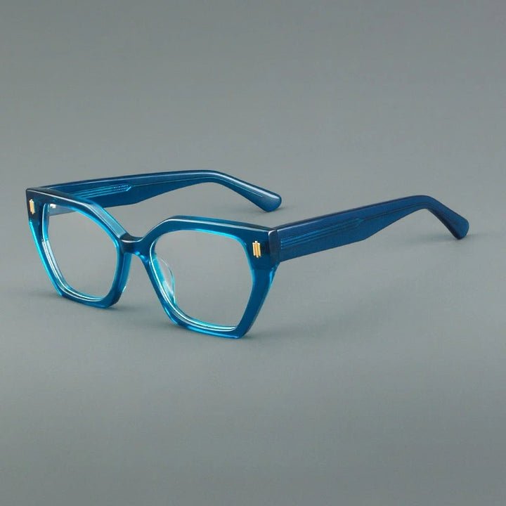 Hewei Women's Full Rim Polygon Square Acetate Temple Eyeglasses 88030
