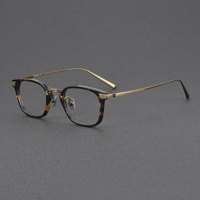 Black Mask Women's Full Rim Square Titanium Acetate Eyeglasses 42023 Full Rim Black Mask Tortoise-Bronze  