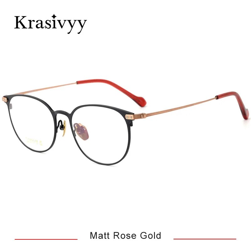 Krasivyy Women's Full Rim Oval Titanium Eyeglasses Full Rim Krasivyy Matt Rose Gold CN 