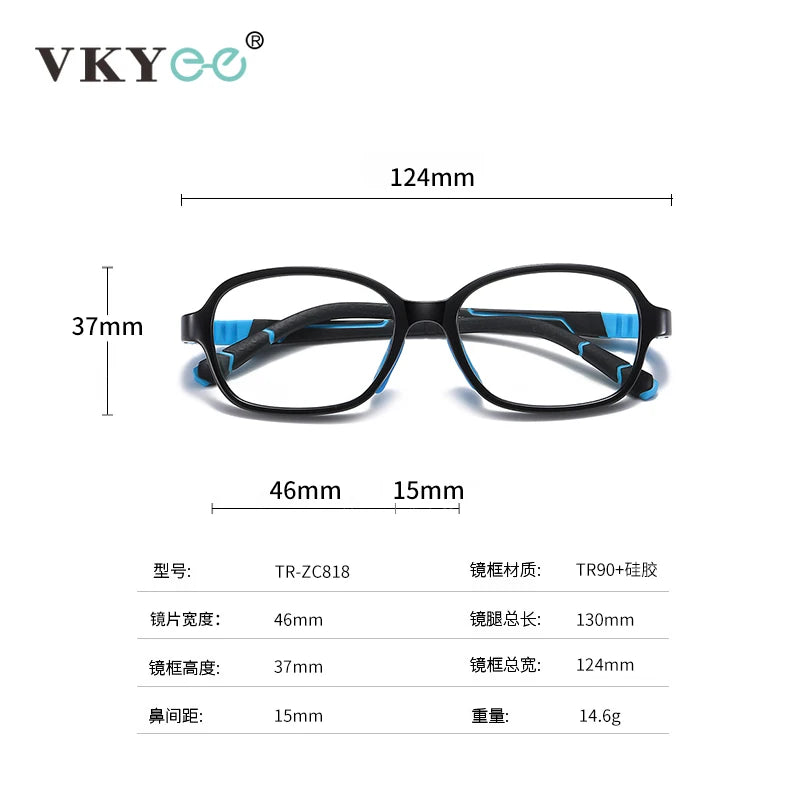 Vicky Unisex Youth's Full Rim Oval Tr 90 Silicone Eyeglasses V0818 Full Rim Vicky   