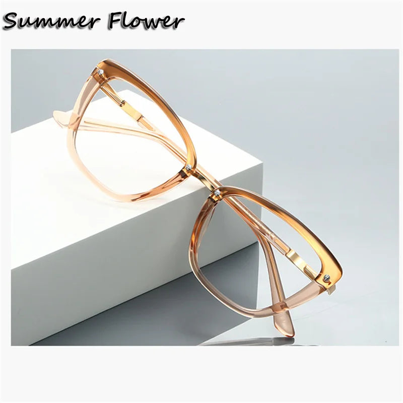 Summer Flower Women's Full Rim Cat Eye Tr 90 Titanium Eyeglasses 62220