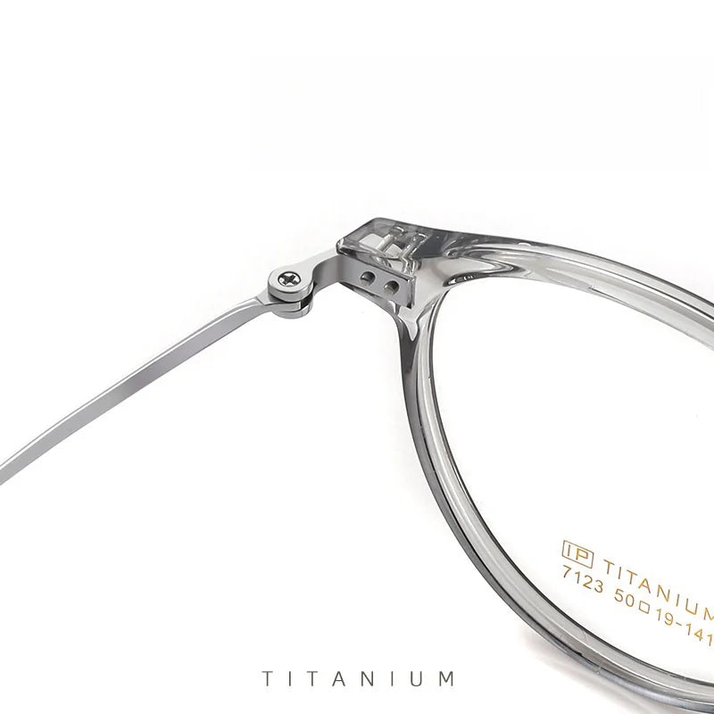 KatKani Women's Full Rim Round Acetate Titanium Eyeglasses 7123 Full Rim KatKani Eyeglasses   