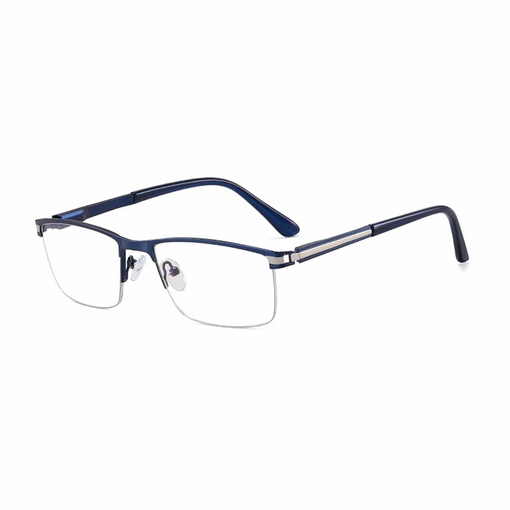 Ralferty Men's Semi Rim Square Alloy Eyeglasses 91342 Semi Rim Ralferty C5 Blue CHINA 