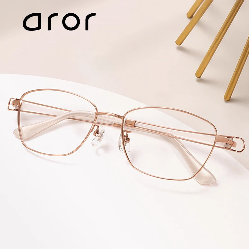 Aror Unisex Full Rim Square Polygon Titanium Eyeglasses 95233 Full Rim Aror