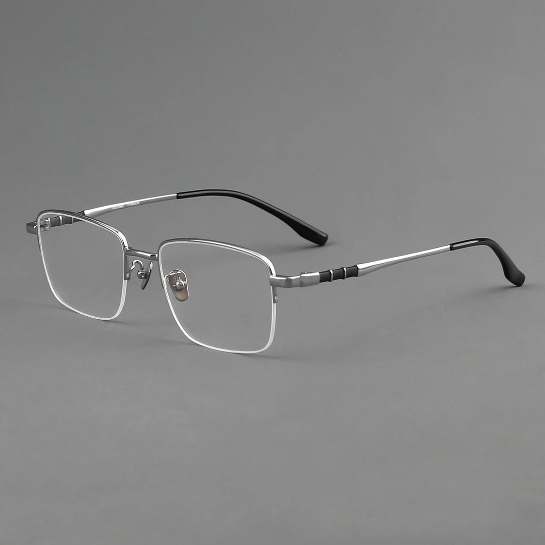 Aror Men's Semi Rim Square Titanium Eyeglasses 10189