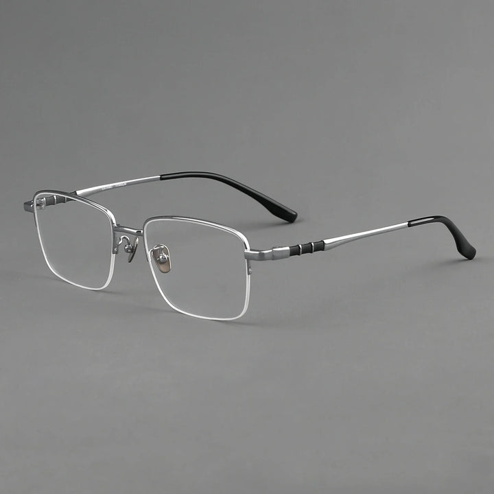 Aror Men's Semi Rim Square Titanium Eyeglasses 10189