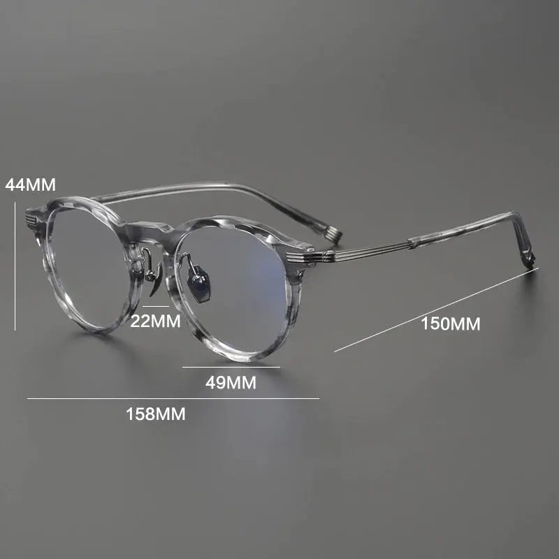 Gatenac Unisex Full Rim Big Round Acetate Titanium Eyeglasses 852516 FuzWeb