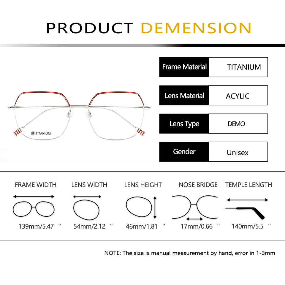 Esnbie Unisex Full Rim Flat Top Square Titanium Eyeglasses 22023 Full Rim Esnbie   