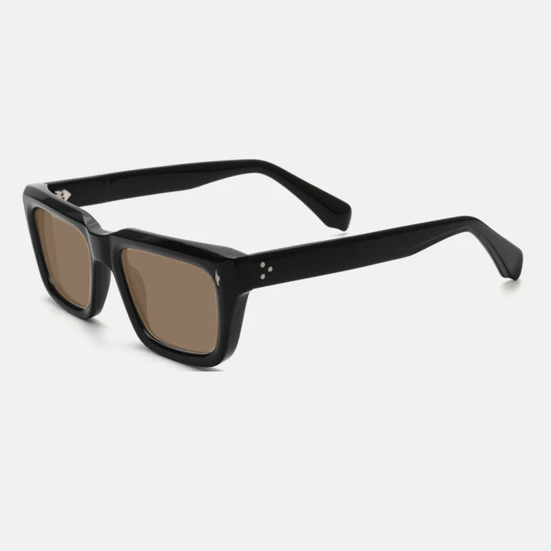 Gatenac Unisex Full Rim Square Polarized Acetate Sunglasses Mo13 Sunglasses Gatenac Black Brown  