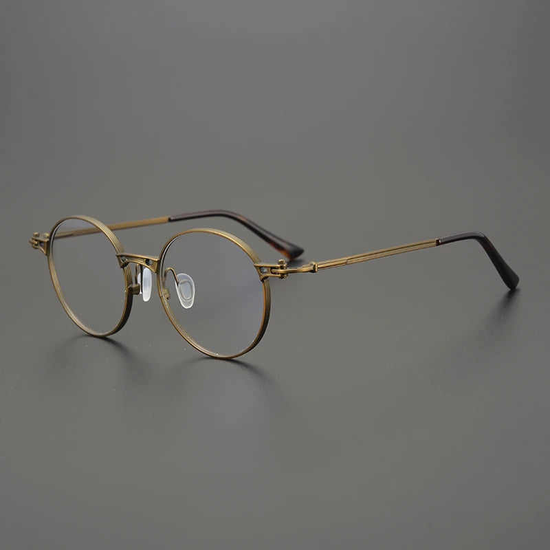 Black Mask Men's Full Rim Big Round Titanium Eyeglasses 75891