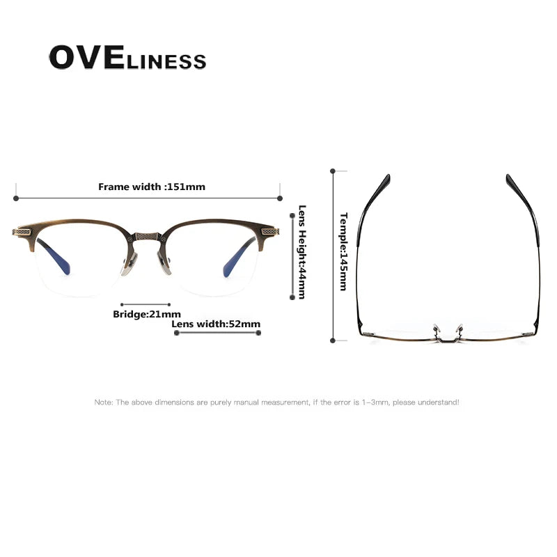 Oveliness Unisex Full Rim Big Square Titanium Eyeglasses 3424 Full Rim Oveliness   