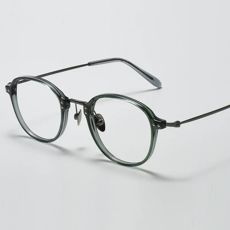 Black Mask Unisex Full Rim Square Acetate Titanium Eyeglasses 366033