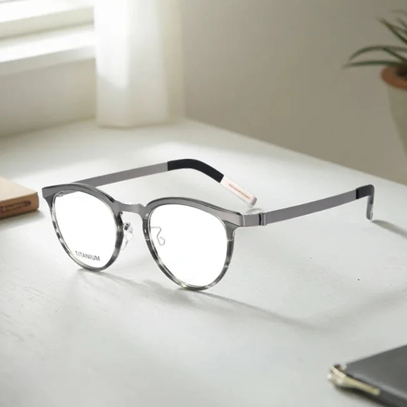 Blackmask Unisex Full Rim Round Titanium Eyeglasses BM-XP9903