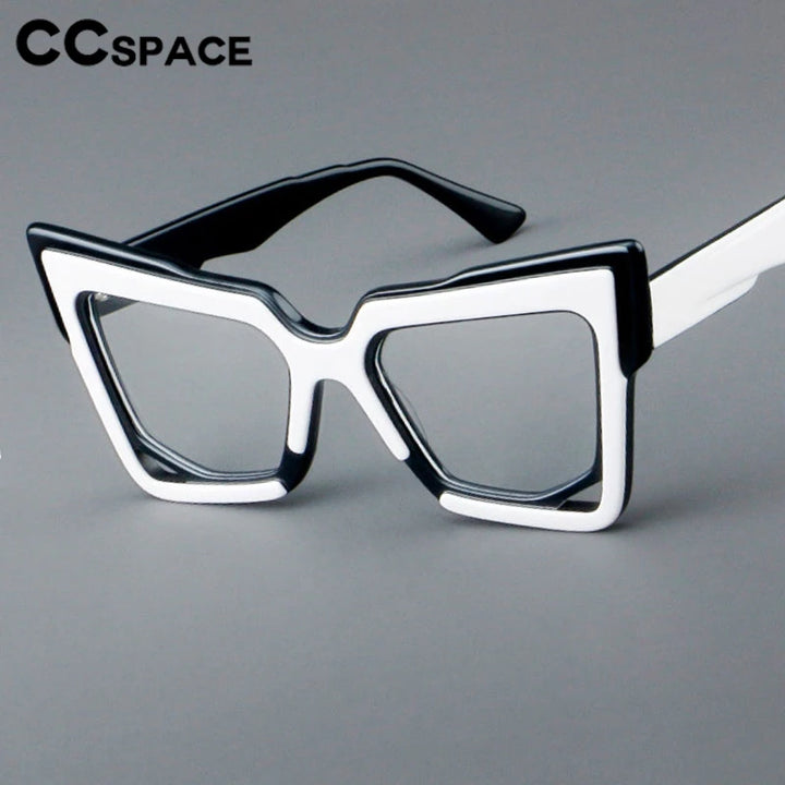 CCspace Unisex Full Rim Square Cat Eye Acetate Eyeglasses 301622 Full Rim CCspace   