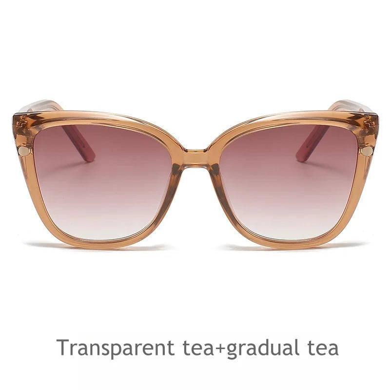 KatKani Womens Cat Eye Acetate Eyeglasses With Clip On Sunglasses 2222 Clip On Sunglasses KatKani Eyeglasses Transparent tea  