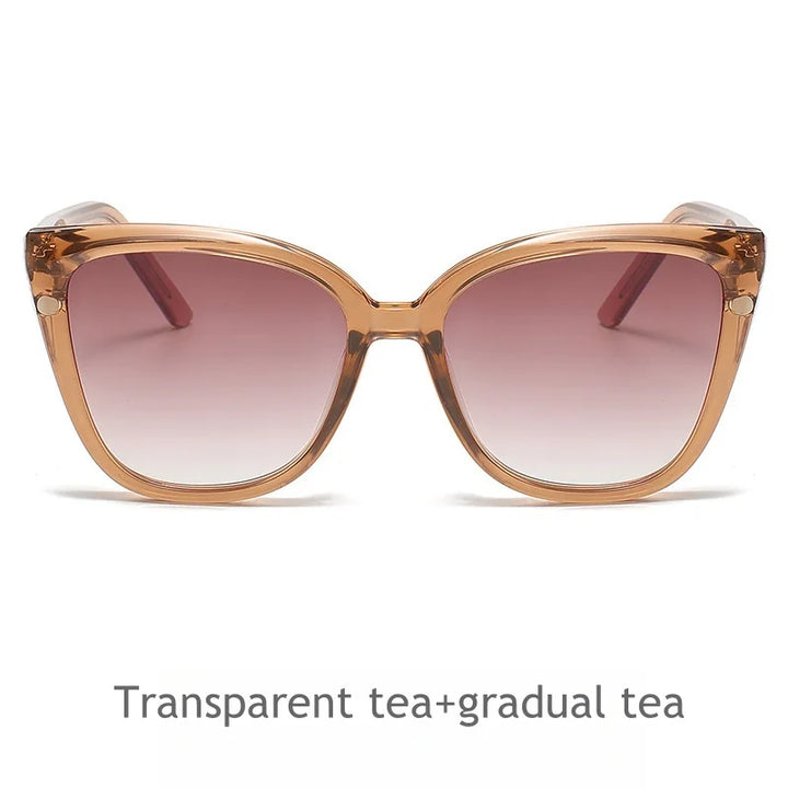 KatKani Womens Cat Eye Acetate Eyeglasses With Clip On Sunglasses 2222 Clip On Sunglasses KatKani Eyeglasses Transparent tea  