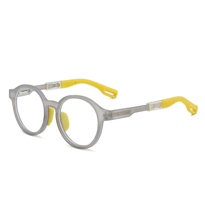 KatKani Unisex Children's Full Rim Round Tr 90 Eyeglasses J201 Full Rim KatKani Eyeglasses Gray yellow  