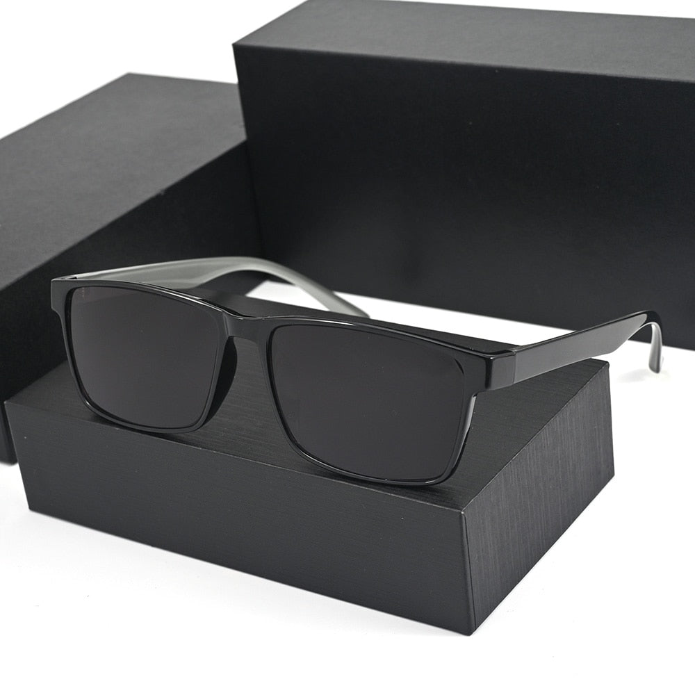 Cubojue Unisex Full Rim Oversized Square Tr 90 Titanium Polarized Sunglasses 2257 Sunglasses Cubojue black-grey black polarized 