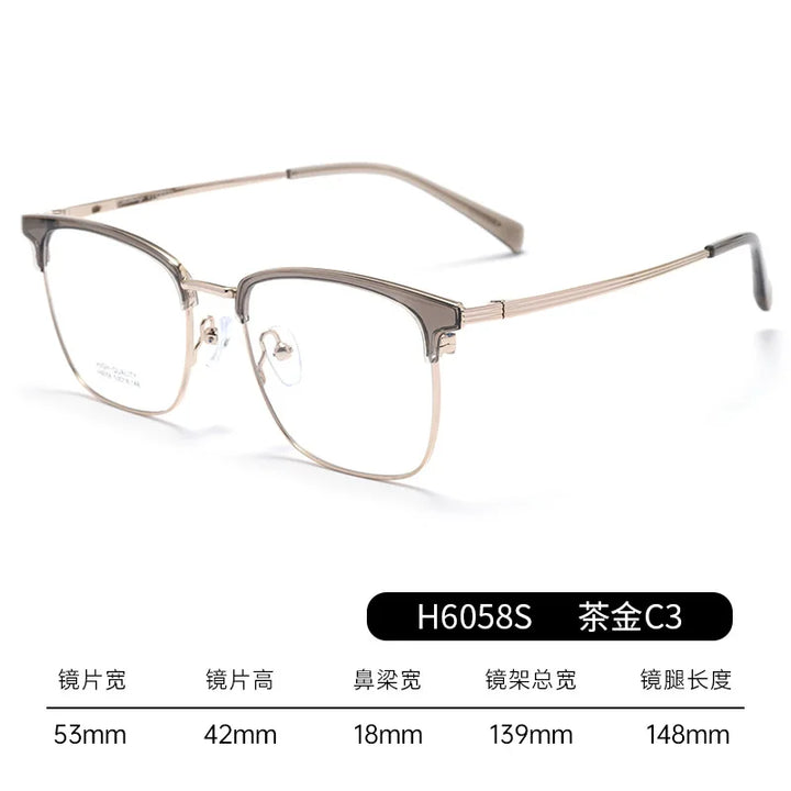 Bclear Unisex Full Rim Square Brow Line Titanium Eyeglasses 16058