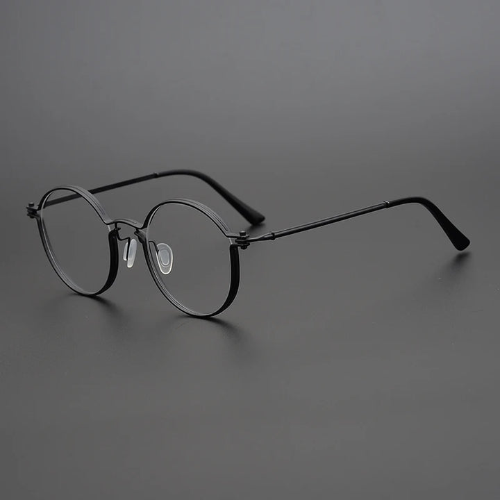 Black Mask Unisex Full Rim Round Titanium Acetate Eyeglasses Tv002 Full Rim Black Mask Black  